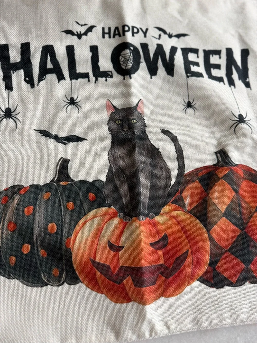Halloween Cat Pumpkin Throw Pillow Covers - Black cat and Pumpkin stack 2 qty